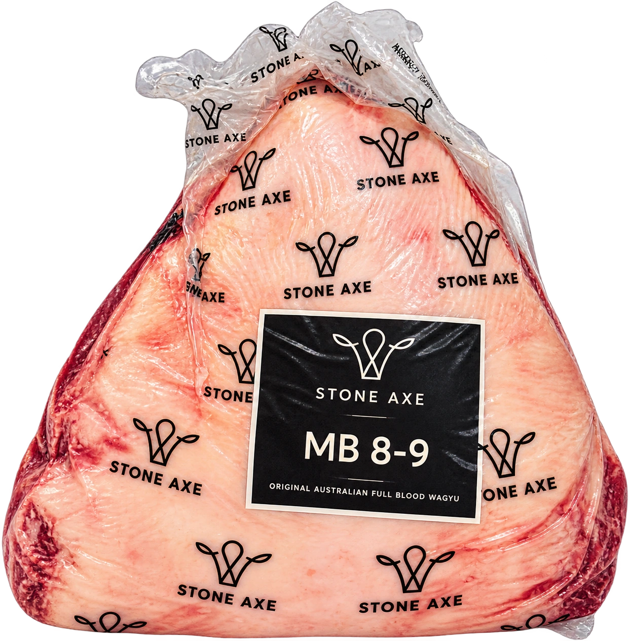 Picanha Stone Axe Wagyu na embalagem original, com etiqueta MB 8–9