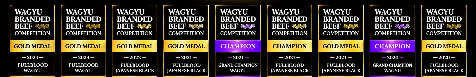Conjunto de medalhas e distinções Wagyu Branded Beef Competition da Stone Axe